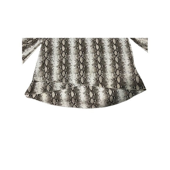 K&C Womens Grey Snakeskin Print V-Neck  Blouse with 3/4 Sleeves Size XL - Picture 6 of 12